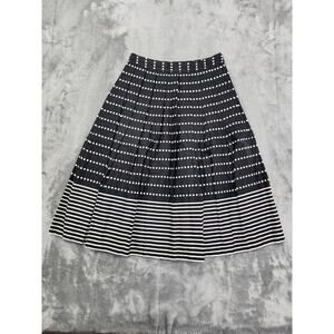 J.O.A. Los Angeles Polka Dot Striped Pleated A-line Skirt Size S Black White